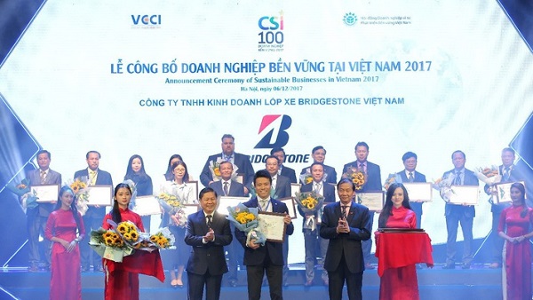 Bridgestone Việt Nam đạt Top 100 doanh nghiệp phát triển bền vững 2017